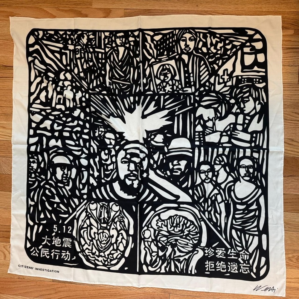 Citizens' Investigation Black and White Graphic 100% silk scarf